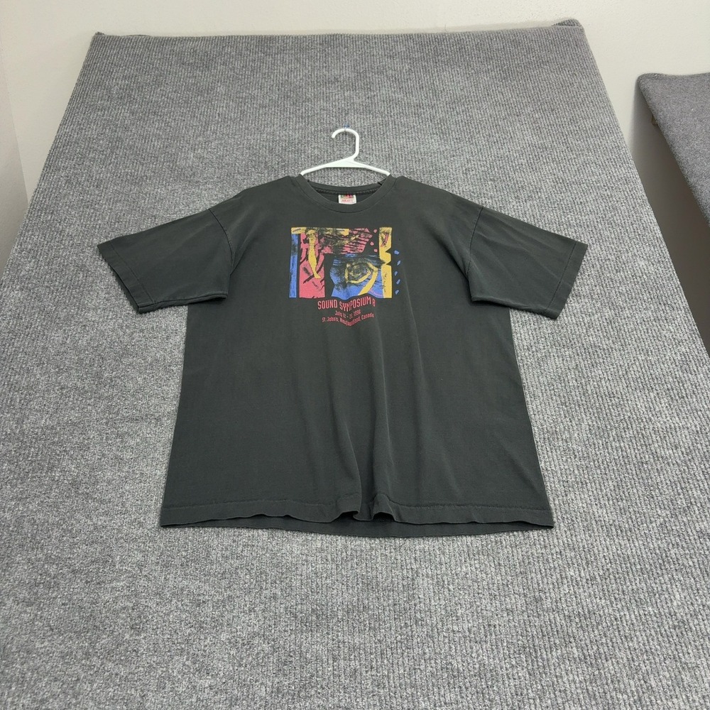 Vintage Sound Symposium Fruit of the Loom T Shirt XL Black Cotton Graphic 90 Art